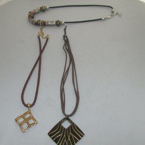 Two brown necklaces one copper color accents necklace CJ Banks
